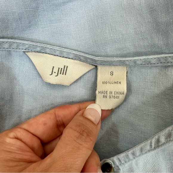 J Jill Light Blue Linen Embroidery Tunic - Picture 4 of 7